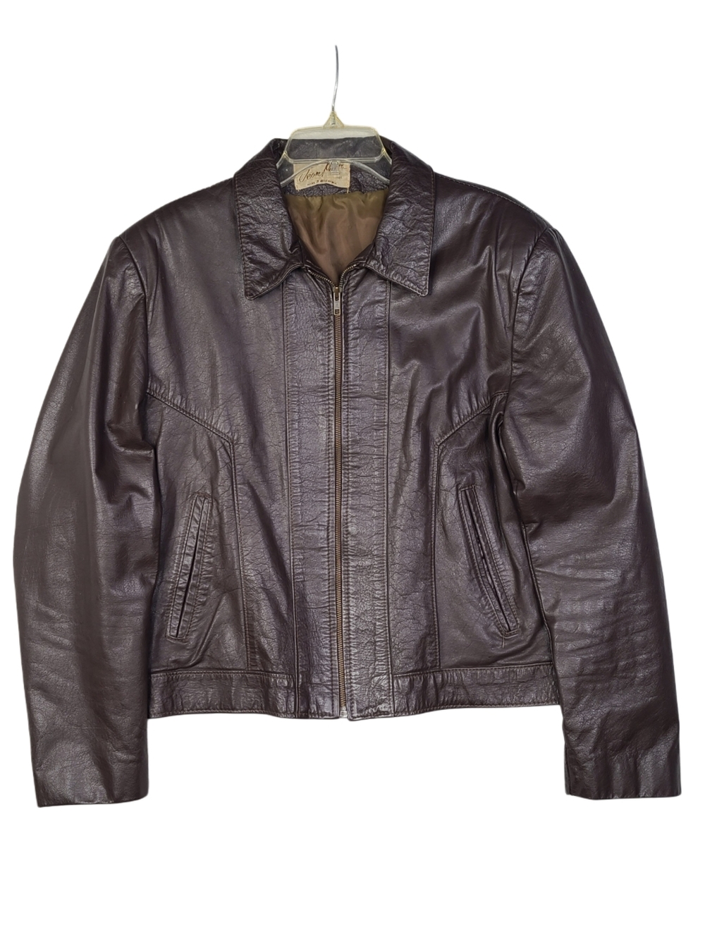 Vintage 60s Jean Pierre Leather Motorcycle Jacket Mens Medium Brown Buckle Back